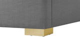 Royce Linen Textured Fabric: 22% Linen, 33% Cotton, 35% Polyester / Metal / Engineered Wood / Foam Mid Century Modern Grey Linen Textured Fabric Full Bed (3 Boxes) - 61.8" W x 84.3" D x 54.5" H