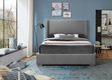 Royce Linen Textured Fabric: 22% Linen, 33% Cotton, 35% Polyester / Metal / Engineered Wood / Foam Mid Century Modern Grey Linen Textured Fabric King Bed (3 Boxes) - 83.5" W x 89.8" D x 54.5" H