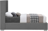 Royce Linen Textured Fabric: 22% Linen, 33% Cotton, 35% Polyester / Metal / Engineered Wood / Foam Mid Century Modern Grey Linen Textured Fabric Twin Bed (3 Boxes) - 46" W x 84.3" D x 54.5" H