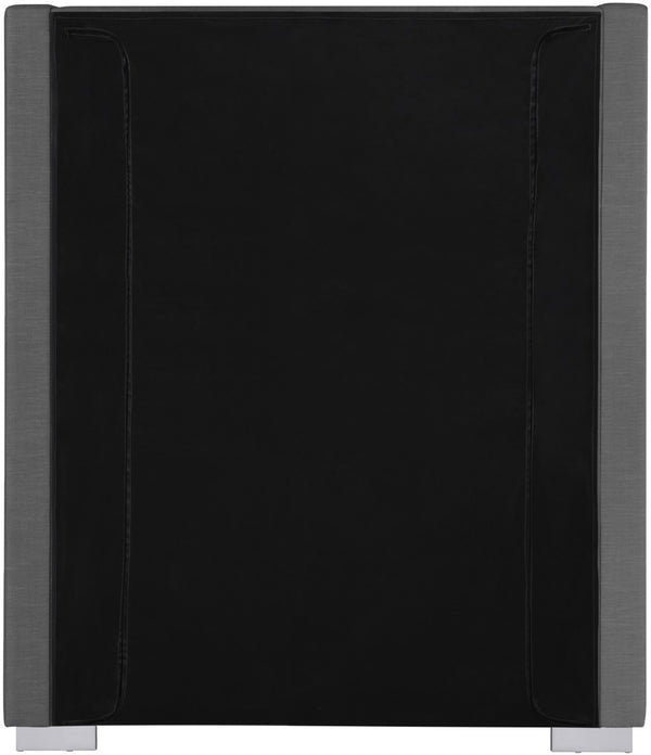 Royce Linen Textured Fabric: 22% Linen, 33% Cotton, 35% Polyester / Metal / Engineered Wood / Foam Mid Century Modern Grey Linen Textured Fabric Twin Bed (3 Boxes) - 46" W x 84.3" D x 54.5" H