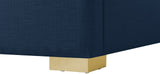 Royce Linen Textured Fabric: 22% Linen, 33% Cotton, 35% Polyester / Metal / Engineered Wood / Foam Mid Century Modern Navy Linen Textured Fabric Full Bed (3 Boxes) - 61.8" W x 84.3" D x 54.5" H