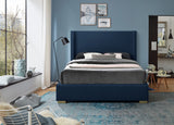 Royce Linen Textured Fabric: 22% Linen, 33% Cotton, 35% Polyester / Metal / Engineered Wood / Foam Mid Century Modern Navy Linen Textured Fabric Full Bed (3 Boxes) - 61.8" W x 84.3" D x 54.5" H