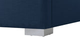 Royce Linen Textured Fabric: 22% Linen, 33% Cotton, 35% Polyester / Metal / Engineered Wood / Foam Mid Century Modern Navy Linen Textured Fabric King Bed (3 Boxes) - 83.5" W x 89.8" D x 54.5" H