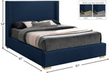 Royce Linen Textured Fabric: 22% Linen, 33% Cotton, 35% Polyester / Metal / Engineered Wood / Foam Mid Century Modern Navy Linen Textured Fabric Queen Bed (3 Boxes) - 67.7" W x 89.8" D x 54.5" H