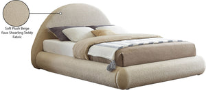 Rudy Faux Shearling Teddy Fabric / Engineered Wood / Foam Contemporary Beige Teddy Fabric King Bed - 91" W x 91" D x 49" H