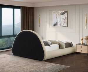 Rudy Faux Shearling Teddy Fabric / Engineered Wood / Foam Contemporary Beige Teddy Fabric King Bed - 91" W x 91" D x 49" H