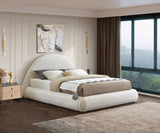 Rudy Faux Shearling Teddy Fabric / Engineered Wood / Foam Contemporary Cream Teddy Fabric Full Bed - 69" W x 86" D x 45" H