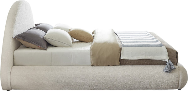 Rudy Faux Shearling Teddy Fabric / Engineered Wood / Foam Contemporary Cream Teddy Fabric Full Bed - 69" W x 86" D x 45" H