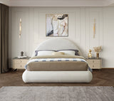 Rudy Faux Shearling Teddy Fabric / Engineered Wood / Foam Contemporary Cream Teddy Fabric Queen Bed - 75" W x 91" D x 46.5" H