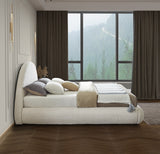 Rudy Faux Shearling Teddy Fabric / Engineered Wood / Foam Contemporary Cream Teddy Fabric Queen Bed - 75" W x 91" D x 46.5" H