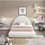 Rudy Faux Shearling Teddy Fabric / Engineered Wood / Foam Contemporary Cream Teddy Fabric Twin Bed - 54" W x 86" D x 43" H