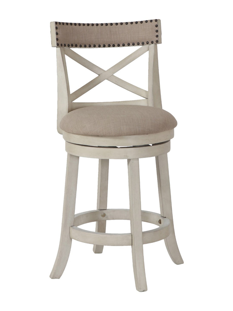 New Classic Furniture York 24" Counter Stool Ant White with Fabric Seat S1219-CS-FW