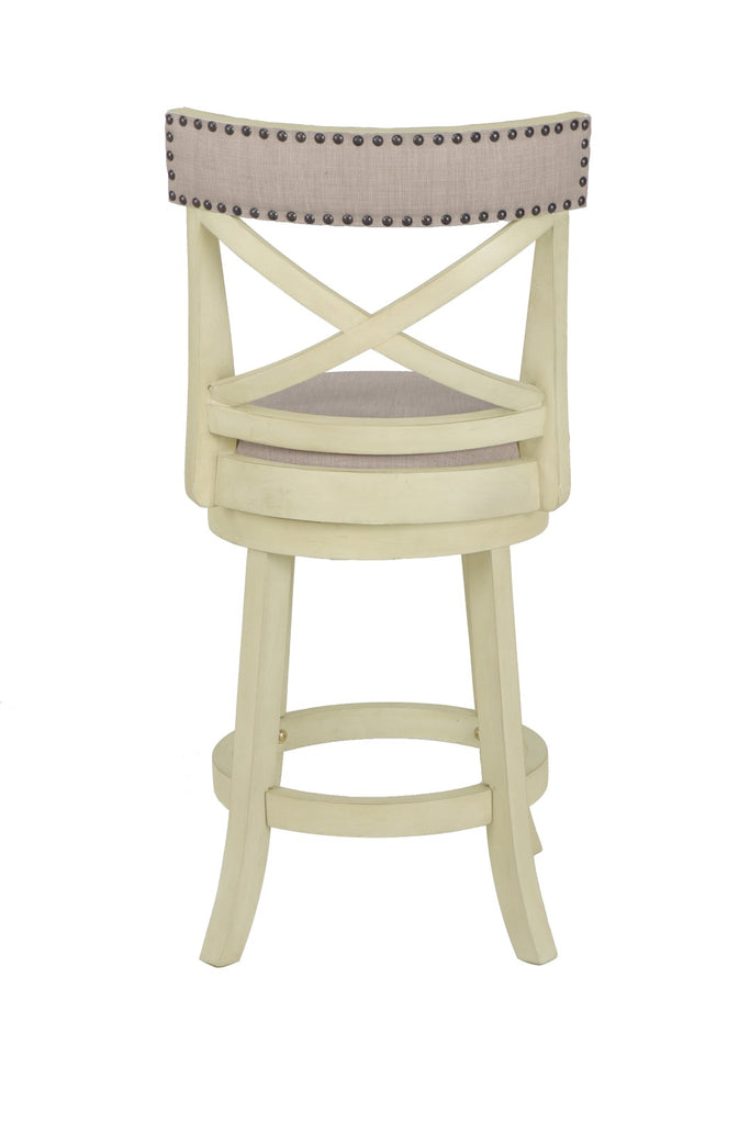 New Classic Furniture York 24" Counter Stool Ant White with Fabric Seat S1219-CS-FW