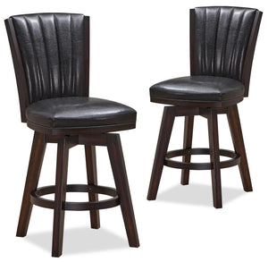 New Classic Furniture Astin 24" Swivel Counter Stool Black/Cherry - Set of 2 S392-CS-EBY