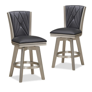 New Classic Furniture Berkely 24" Swivel Counter Stool Blk/Platinum - Set of 2 S396-CS-BLK