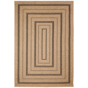 Trans-Ocean Liora Manne Sahara Multi Border Casual Indoor/Outdoor Power Loomed 91% Polypropylene/9% Polyester Rug Natural 7'10" x 9'10"