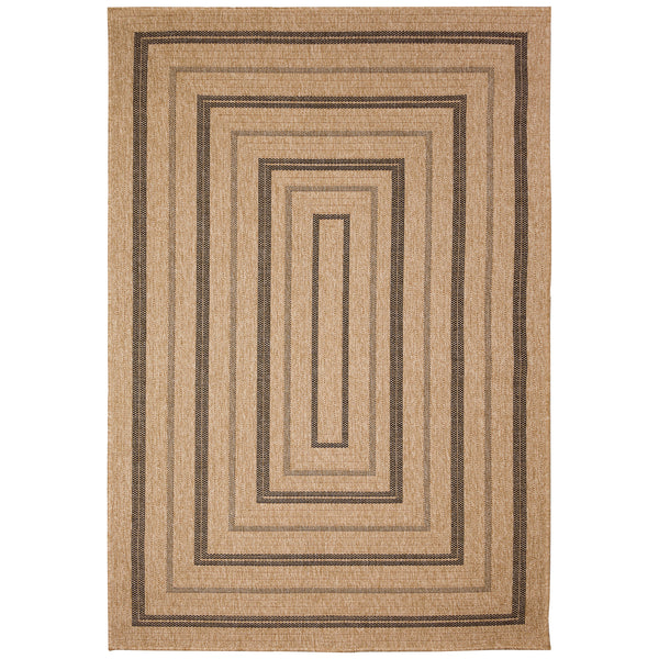 Trans-Ocean Liora Manne Sahara Multi Border Casual Indoor/Outdoor Power Loomed 91% Polypropylene/9% Polyester Rug Natural 7'10" x 9'10"