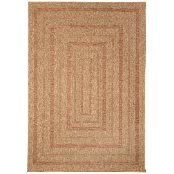 Trans-Ocean Liora Manne Sahara Multi Border Casual Indoor/Outdoor Power Loomed 91% Polypropylene/9% Polyester Rug Terracotta 7'10" x 9'10"