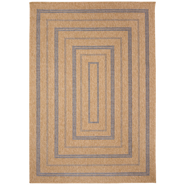 Trans-Ocean Liora Manne Sahara Multi Border Casual Indoor/Outdoor Power Loomed 91% Polypropylene/9% Polyester Rug Navy 7'10" x 9'10"