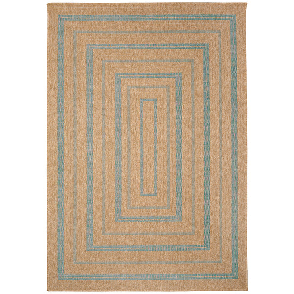 Trans-Ocean Liora Manne Sahara Multi Border Casual Indoor/Outdoor Power Loomed 91% Polypropylene/9% Polyester Rug Aruba 7'10" x 9'10"