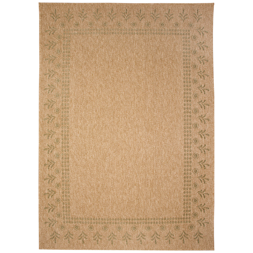 Trans-Ocean Liora Manne Sahara Block Print Border Casual Indoor/Outdoor Power Loomed 91% Polypropylene/9% Polyester Rug Green 7'10" x 9'10"