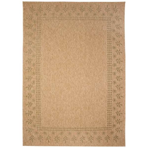 Trans-Ocean Liora Manne Sahara Block Print Border Casual Indoor/Outdoor Power Loomed 91% Polypropylene/9% Polyester Rug Green 7'10" x 9'10"