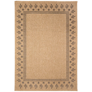 Trans-Ocean Liora Manne Sahara Block Print Border Casual Indoor/Outdoor Power Loomed 91% Polypropylene/9% Polyester Rug Natural 7'10" x 9'10"