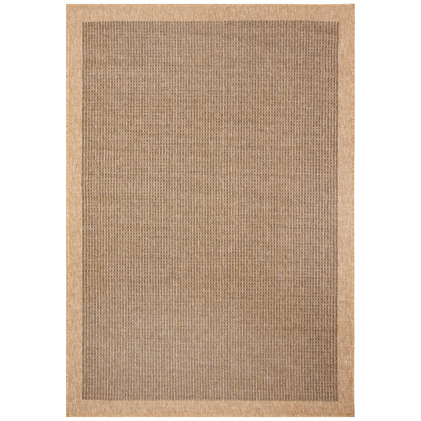 Trans-Ocean Liora Manne Sahara Texture Border Casual Indoor/Outdoor Power Loomed 91% Polypropylene/9% Polyester Rug Natural 7'10" x 9'10"