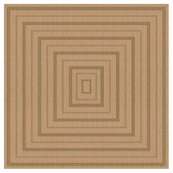 Trans-Ocean Liora Manne Sahara Multi Border Casual Indoor/Outdoor Power Loomed 91% Polypropylene/9% Polyester Rug Green 7'10" Square
