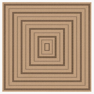 Trans-Ocean Liora Manne Sahara Multi Border Casual Indoor/Outdoor Power Loomed 91% Polypropylene/9% Polyester Rug Natural 7'10" Square