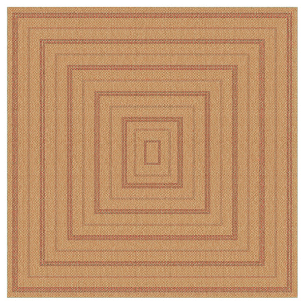 Trans-Ocean Liora Manne Sahara Multi Border Casual Indoor/Outdoor Power Loomed 91% Polypropylene/9% Polyester Rug Terracotta 7'10" Square