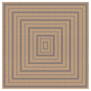Trans-Ocean Liora Manne Sahara Multi Border Casual Indoor/Outdoor Power Loomed 91% Polypropylene/9% Polyester Rug Navy 7'10" Square