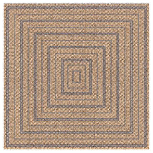 Trans-Ocean Liora Manne Sahara Multi Border Casual Indoor/Outdoor Power Loomed 91% Polypropylene/9% Polyester Rug Navy 7'10" Square
