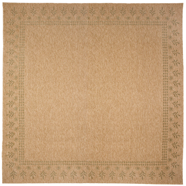 Trans-Ocean Liora Manne Sahara Block Print Border Casual Indoor/Outdoor Power Loomed 91% Polypropylene/9% Polyester Rug Green 7'10" Square