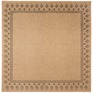 Trans-Ocean Liora Manne Sahara Block Print Border Casual Indoor/Outdoor Power Loomed 91% Polypropylene/9% Polyester Rug Natural 7'10" Square