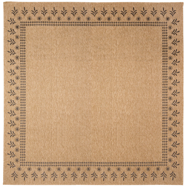 Trans-Ocean Liora Manne Sahara Block Print Border Casual Indoor/Outdoor Power Loomed 91% Polypropylene/9% Polyester Rug Natural 7'10" Square