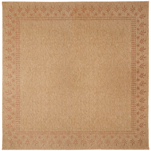 Trans-Ocean Liora Manne Sahara Block Print Border Casual Indoor/Outdoor Power Loomed 91% Polypropylene/9% Polyester Rug Terracotta 7'10" Square