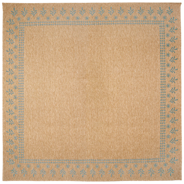 Trans-Ocean Liora Manne Sahara Block Print Border Casual Indoor/Outdoor Power Loomed 91% Polypropylene/9% Polyester Rug Aruba 7'10" Square