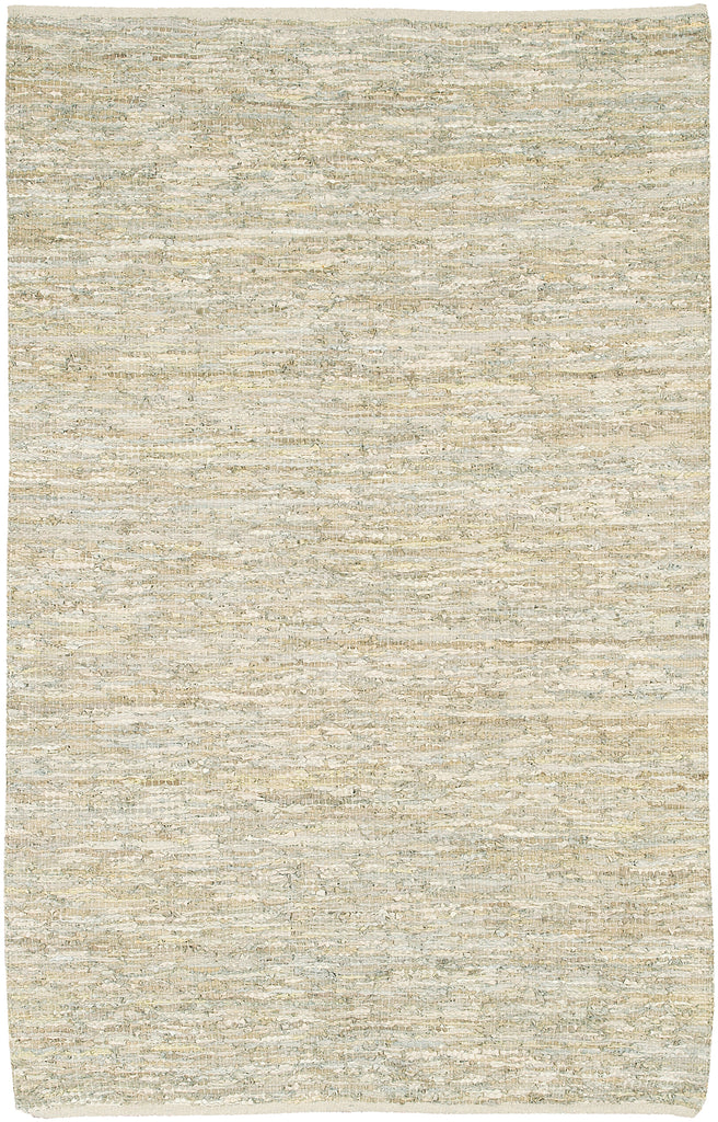 Chandra Rugs Saket 90% Leather + 10% Cotton Hand-Woven Reversible Leather Rug Ivory 9' x 13'