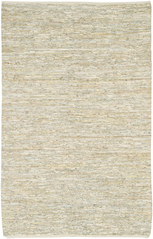 Chandra Rugs Saket 90% Leather + 10% Cotton Hand-Woven Reversible Leather Rug Ivory 9' x 13'