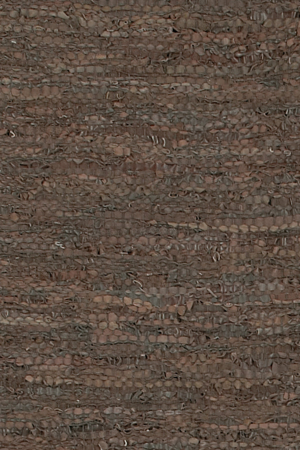 Chandra Rugs Saket 90% Leather + 10% Cotton Hand-Woven Reversible Leather Rug Brown 9' x 13'