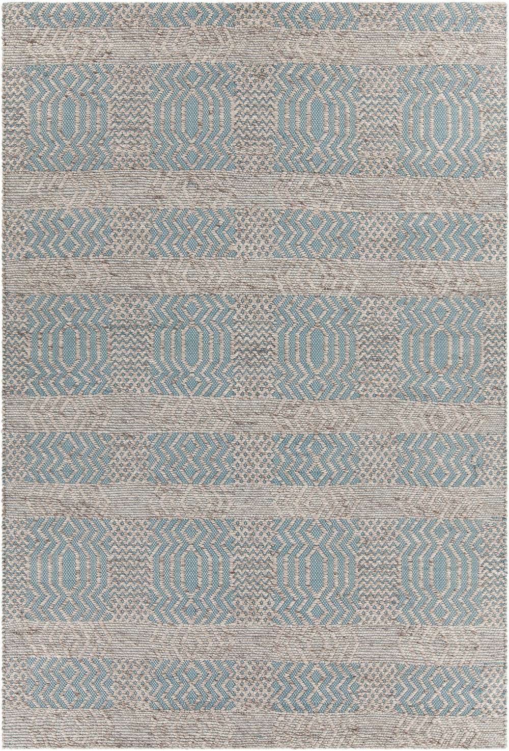 Chandra Rugs Salona 65% Wool + 35% Viscose Hand-Woven Flatweave Contemporary Rug Blue/Natural 9' x 13'