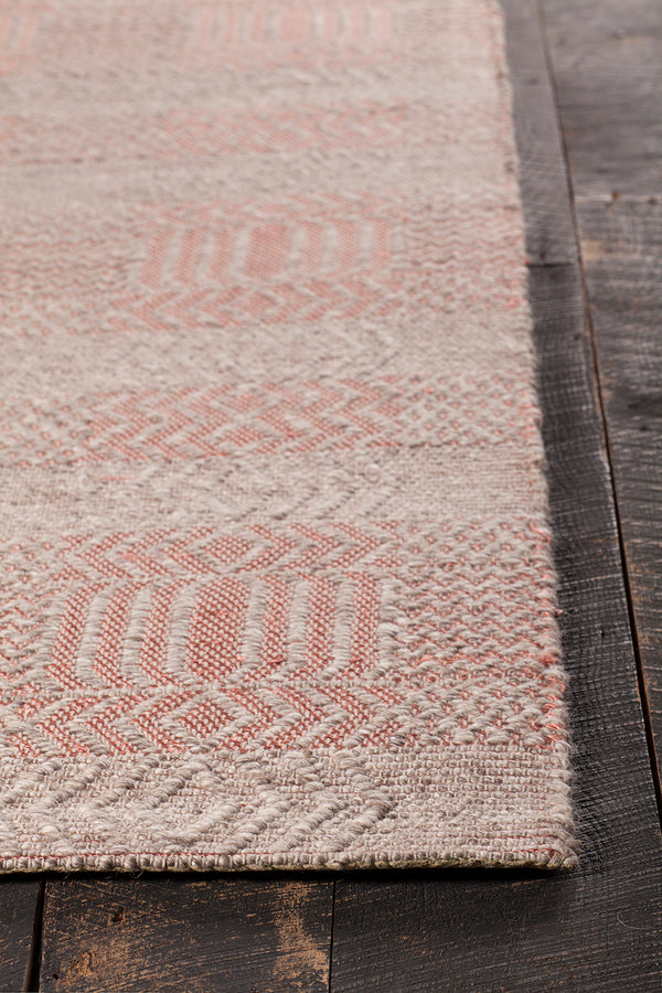 Chandra Rugs Salona 65% Wool + 35% Viscose Hand-Woven Flatweave Contemporary Rug Pink/Natural 9' x 13'