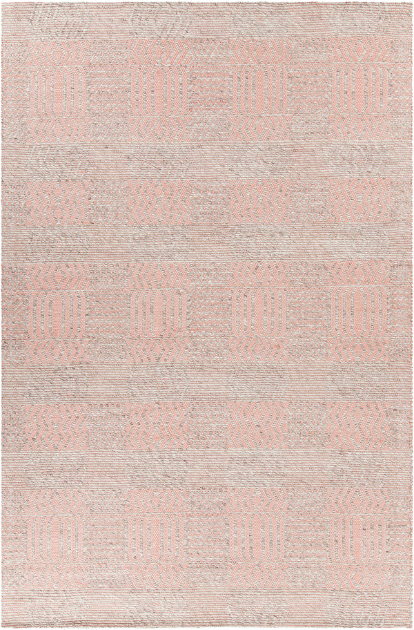 Chandra Rugs Salona 65% Wool + 35% Viscose Hand-Woven Flatweave Contemporary Rug Pink/Natural 9' x 13'