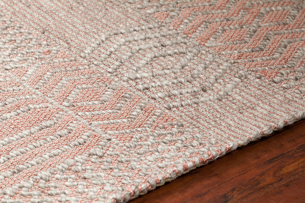 Chandra Rugs Salona 65% Wool + 35% Viscose Hand-Woven Flatweave Contemporary Rug Pink/Natural 9' x 13'