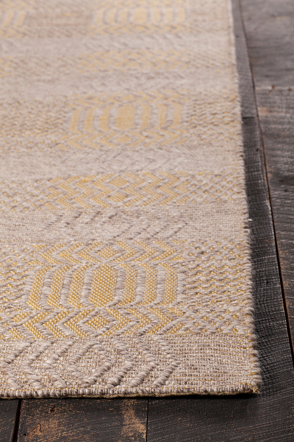 Chandra Rugs Salona 65% Wool + 35% Viscose Hand-Woven Flatweave Contemporary Rug Yellow/Natural 9' x 13'