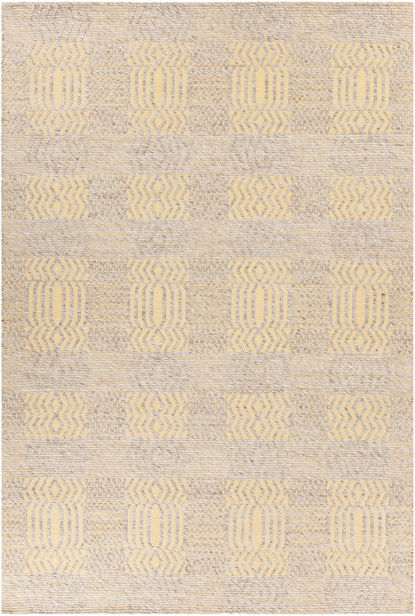 Chandra Rugs Salona 65% Wool + 35% Viscose Hand-Woven Flatweave Contemporary Rug Yellow/Natural 9' x 13'