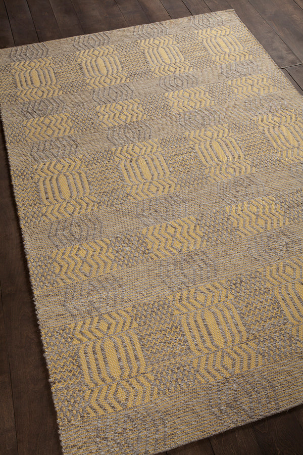 Chandra Rugs Salona 65% Wool + 35% Viscose Hand-Woven Flatweave Contemporary Rug Yellow/Natural 9' x 13'
