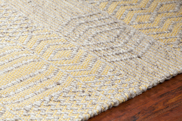 Chandra Rugs Salona 65% Wool + 35% Viscose Hand-Woven Flatweave Contemporary Rug Yellow/Natural 9' x 13'