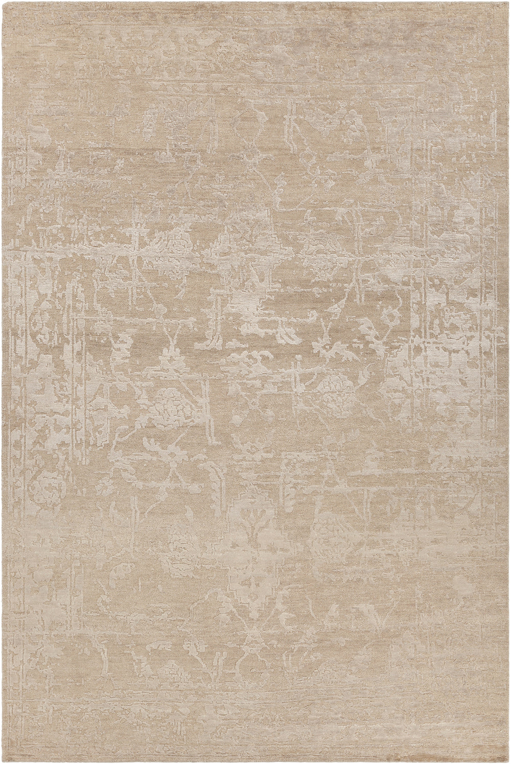 Chandra Rugs Sasha 70% Wool + 30% Viscose Hand-Knotted Traditional Rug Beige 9' x 13'